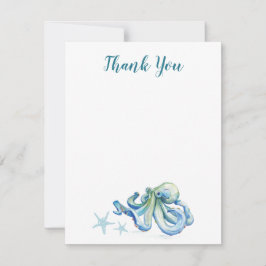 Bajo el mar Azul acuarela Octopus Gracias