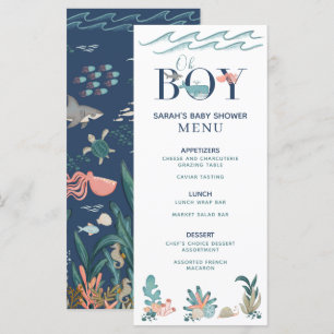 Bajo el mar Azul acuarela Oh Boy Shower Menu