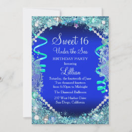 Bajo El Mar Azul Dulce 16 Invitación