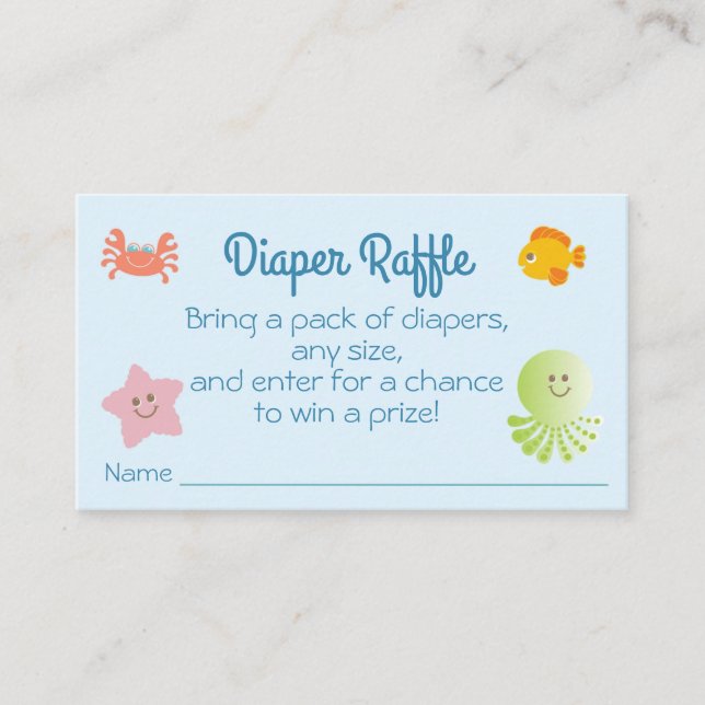 Bajo el mar Baby Shower Diaper Raffle Ticket (Anverso)
