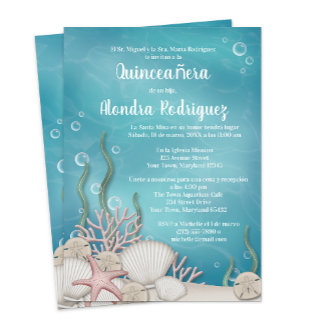 Bajo el mar (Bajo el mar) Invitación de Quinceañer