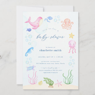 Bajo el mar Bebé Invitaciones a la ducha Ocean Bea