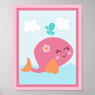 Bajo el mar/ Chica /Sealife/Poster de arte rosado