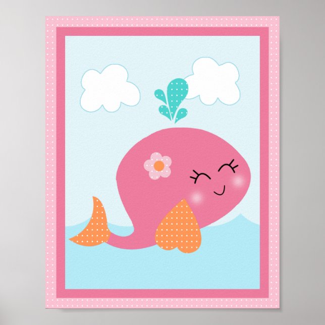 Bajo el mar/ Chica /Sealife/Poster de arte rosado (Frente)