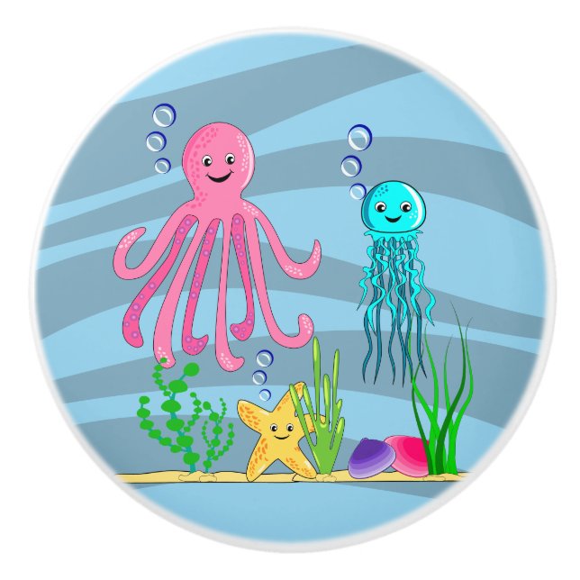 Bajo el mar Criaturas marinas la pomo de la cerámi (Anverso)