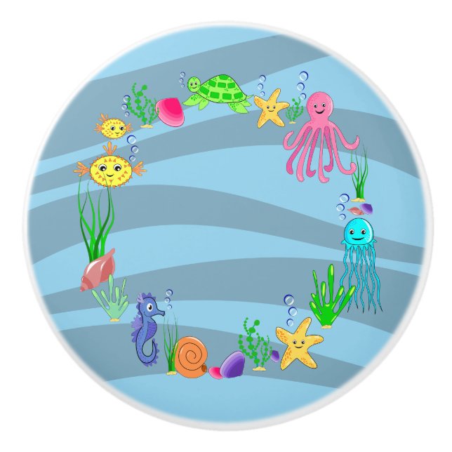 Bajo el mar Criaturas marinas la pomo de la cerámi (Anverso)