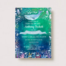 Bajo el mar Cualquier Invitación De Cumpleaños De 
