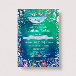 Bajo el mar Cualquier Invitación De Cumpleaños De 