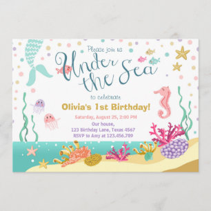 Bajo el mar Invitación al cumpleaños a la sirena m