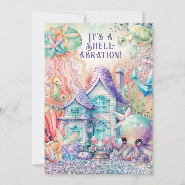 Bajo el mar Invitación de Baby Shower (Anverso)