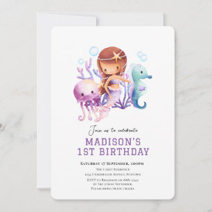 Bajo el mar Invitación de cumpleaños de la sirena