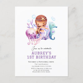 Bajo el mar Invitación de cumpleaños de la sirena