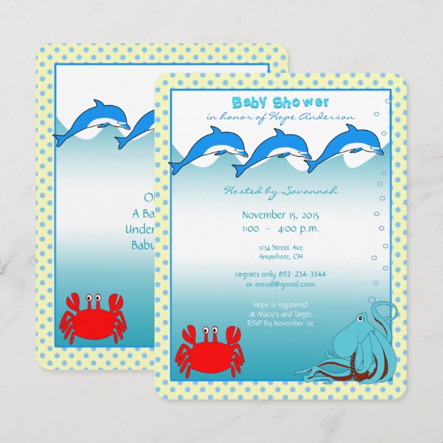 Bajo el mar Invitación de ducha de bebé bebé (Anverso / Reverso)