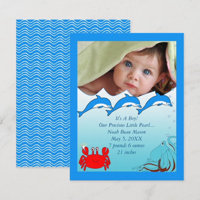 Bajo el mar, Invitación de niñas bebés (Anverso / Reverso)