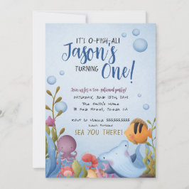 Bajo el mar Invitación de primer cumpleaños con fo