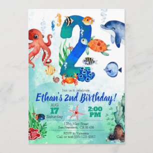 Bajo el mar, invitación para el segundo cumpleaños