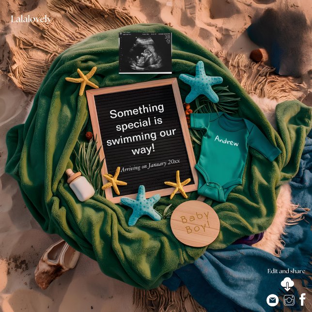 Bajo el mar Invitación temática del embarazo (Subido por el creador)