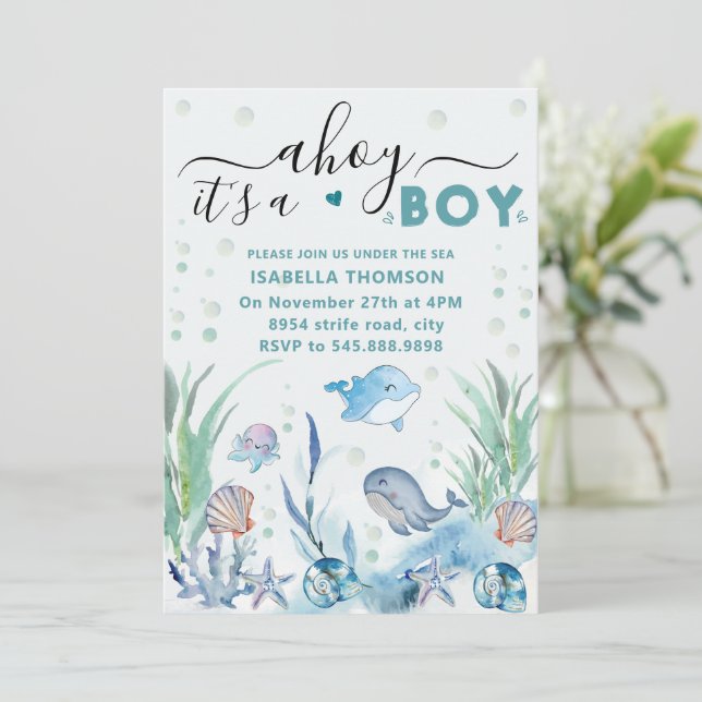 bajo el mar invitaciones para ducharse de bebé (Anverso de pie)