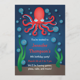 Bajo el mar las invitaciones de cumpleaños del pul