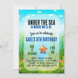 Bajo el mar Niño Niños Fiesta de invitación de cum