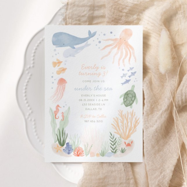 Bajo el mar Niños Invitación a la fiesta de cumple (Subido por el creador)