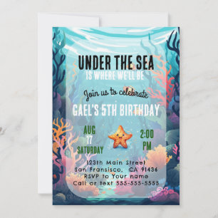 Bajo el Mar Ocean Animal Boy Invitación al cumplea