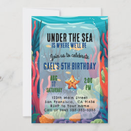 Bajo el Mar Ocean Animal Boy Invitación al cumplea