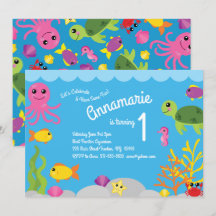 Bajo el mar Océanos Animales Invitaciones de cumpl