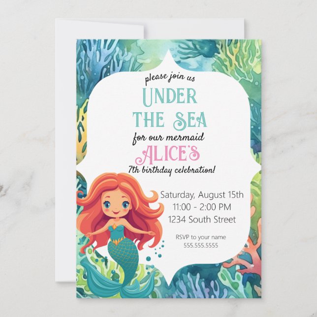 Bajo El Mar Pequeña Invitación Al Cumpleaños De La (Anverso)