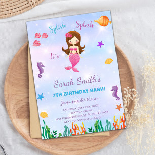 Bajo el mar, pequeña sirena invitación