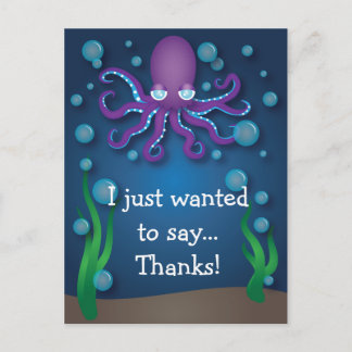 Bajo el mar púrpura Octopus gracias postal