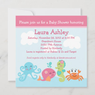 Bajo el mar vida/Chica Invitación a Baby Shower