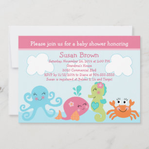 Bajo el mar vida/Chica Invitación a Baby Shower