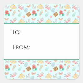 Bajo el Pegatina de etiquetas de regalo de mar