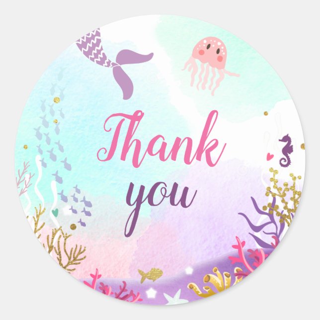 Bajo el Pegatina De La Sirena De Mar, Pastel De Ta (Anverso)