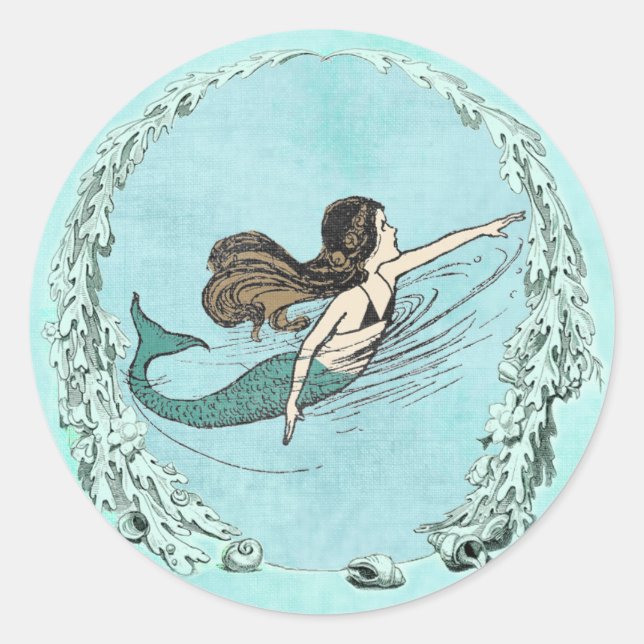 Bajo el Pegatina de natación de sirena marina (Anverso)