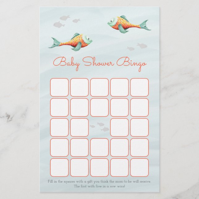 Bajo el tema del pescado del mar Tarjeta de Bingo  (Anverso)