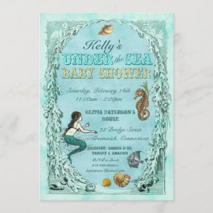 Bajo invitación de Baby Shower de la sirena del