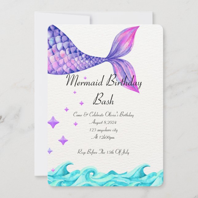 BAJO INVITACIÓN DE CUMPLEAÑOS MARÍTIMOS PARA CHICA (Anverso)