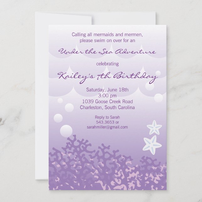 Bajo invitación de la fiesta de cumpleaños de la (Anverso)