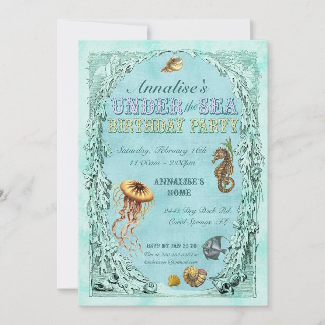 Bajo invitación de la fiesta de cumpleaños del mar (Anverso)