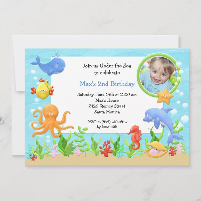 Bajo invitación de la fiesta de cumpleaños del mar (Anverso)
