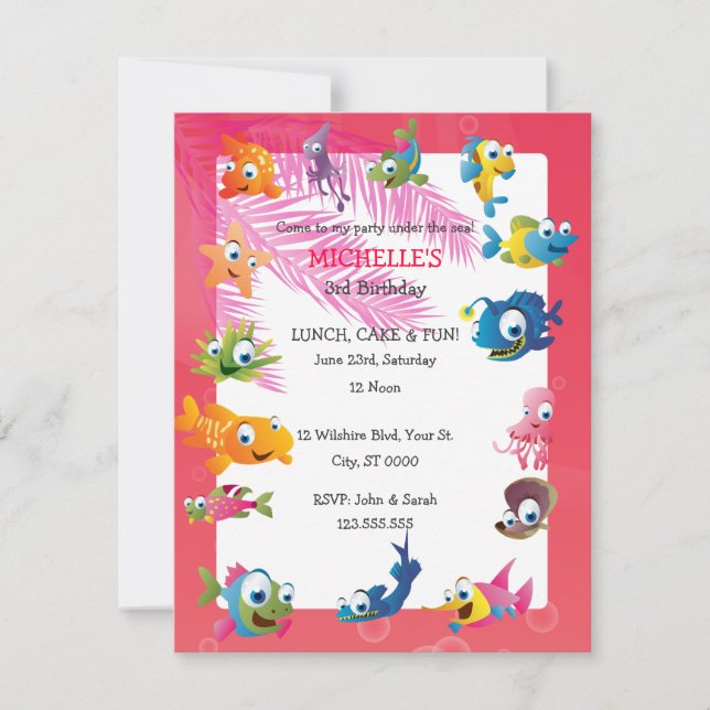 Bajo invitación de la fiesta del cumpleaños de los (Anverso)