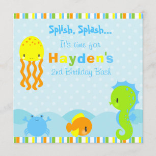 Bajo invitación del cumpleaños 5.25x5.25 del mar