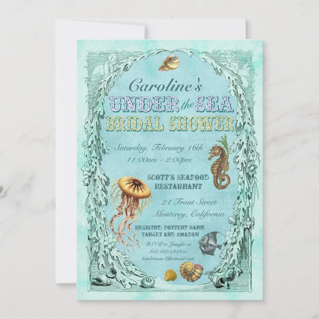 Bajo invitación nupcial de la ducha del mar - (Anverso)