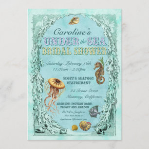 Bajo invitación nupcial de la ducha del mar -
