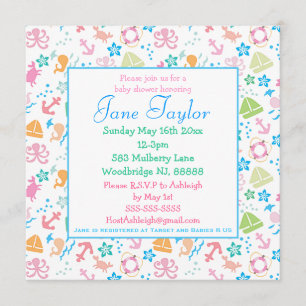 Bajo invitaciones de Baby Shower del mar