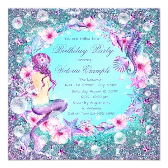 Bajo invitaciones del cumpleaños de la sirena del
