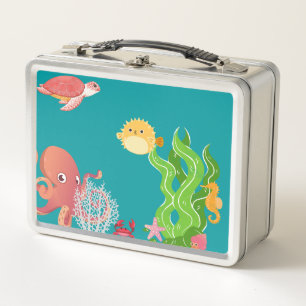 Bajo la caja de aventuras del mar, pulpo, caballo 