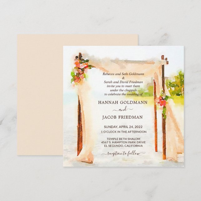Bajo La Invitación A La Boda Chuppah (Anverso / Reverso)